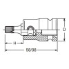 Koken 14134X.58-M6, 1/2 Sq. Dr. Bit Socket XZN M6 Triple Square Length 58mm