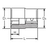 Koken 4400LH-12S, 1/2 Sq. Dr. Socket  12S  Length 37mm