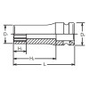 Koken 14305M-15, 1/2 Sq. Dr. Socket  15mm 12 point Length 80mm