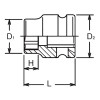 Koken 14401MS-15, 1/2 Sq. Dr. Socket  15mm 6 point Length 26mm Thin walled