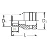 Koken 24400M-17, 1/2 Sq. Dr. Socket  17mm 6 point Length 37mm