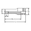 Koken 24300M-18, 1/2 Sq. Dr. Socket  18mm 6 point Length 77mm