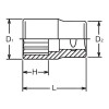 Koken 4405M-19, 1/2 Sq. Dr. Socket  19mm 12 point Length 38mm