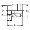 Koken 14401MS-19, 1/2 Sq. Dr. Socket  19mm 6 point Length 28mm Thin walled