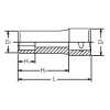 Koken 2300M-12, 1/4 Sq. Dr. Socket  12mm 6 point Length 50mm