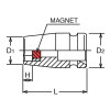 Koken 12400MG-5.5, 1/4 Sq. Dr. Socket  5.5mm 6 point Length 23mm Magnet
