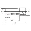 Koken 2300A-5/16, 1/4 Sq. Dr. Socket  5/16 6 point Length 50mm