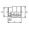 Koken 2400MZ-6, 1/4 Sq. Dr. Socket  6mm 6 point Length 14mm Z-series