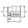 Koken 2400MZ-7, 1/4 Sq. Dr. Socket  7mm 6 point Length 14mm Z-series