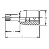 Koken 2025.28-T25H, 1/4 Sq. Dr. Tamper-Resistant TORXÂ® T25H Bit Socket - Length 28mm