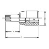 Koken 2025.28-10IPR, 1/4 Sq. Dr. Tamper-Resistant TORXplusÂ® 10IPR Bit Socket - Length 28mm