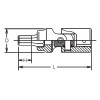 Koken 2430M-4, 1/4 Sq. Dr. Universal Bit Socket  4mm Hex Length 40mm