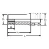 Koken 16305M-22, 3/4 Sq. Dr. Socket  22mm 12 point Length 100mm