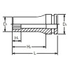 Koken 16310M-27, 3/4 Sq. Dr. Socket  27mm Surface Drive Length 100mm