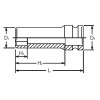 Koken 16301M-38, 3/4 Sq. Dr. Socket  38mm 6 point Length 100mm Thin walled