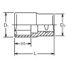 Koken 6400M-57, 3/4 Sq. Dr. Socket  57mm 6 point Length 72mm