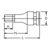 Koken 13012M.52-6, 3/8 Sq. Dr. Bit Socket  6mm Hex Length 52mm