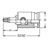 Koken 13134T.92-T45 3/8 Sq. Dr. Impact TORXÂ® T45 Bit Socket - Length 92mm