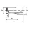 Koken 3350X-8 3/8 Sq. Dr. Semi-Deep NUT GRIPÂ® Socket 8mm