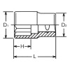Koken 3415A-11/32 3/8 Sq. Dr. Socket  11/32 Double Square Length 26mm
