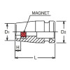 Koken 13400MG-11 3/8 Sq. Dr. Socket  11mm 6 point Length 32mm Magnet