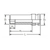 Koken 13301M-14 3/8 Sq. Dr. Socket  14mm 6 point Length 80mm Thin walled