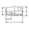 Koken 13400M-16 3/8 Sq. Dr. Socket  16mm 6 point Length 32mm