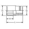 Koken 23410M-16 3/8 Sq. Dr. Socket  16mm Surface Length 28mm