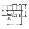 Koken 13401MS-19 3/8 Sq. Dr. Socket  19mm 6 point Length 25mm Thin walled