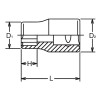 Koken 3410M-19 3/8 Sq. Dr. Socket  19mm Surface Length 30mm