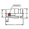 Koken 13400AG-3/4 3/8 Sq. Dr. Socket  3/4 6 point Length 32mm Magnet