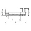 Koken 13300A-7/16 3/8 Sq. Dr. Socket  7/16 6 point Length 80mm