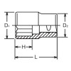 Koken 3415M-8 3/8 Sq. Dr. Socket  8mm Double Square Length 26mm