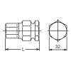 Koken 107.32-30 32mm Hex Dr. Bit 30mm Hex Length 60mm