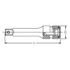 Koken NV13760-75P 3/8 Sq. Dr. Extension Bar Pin 75mm Sleeve Drive