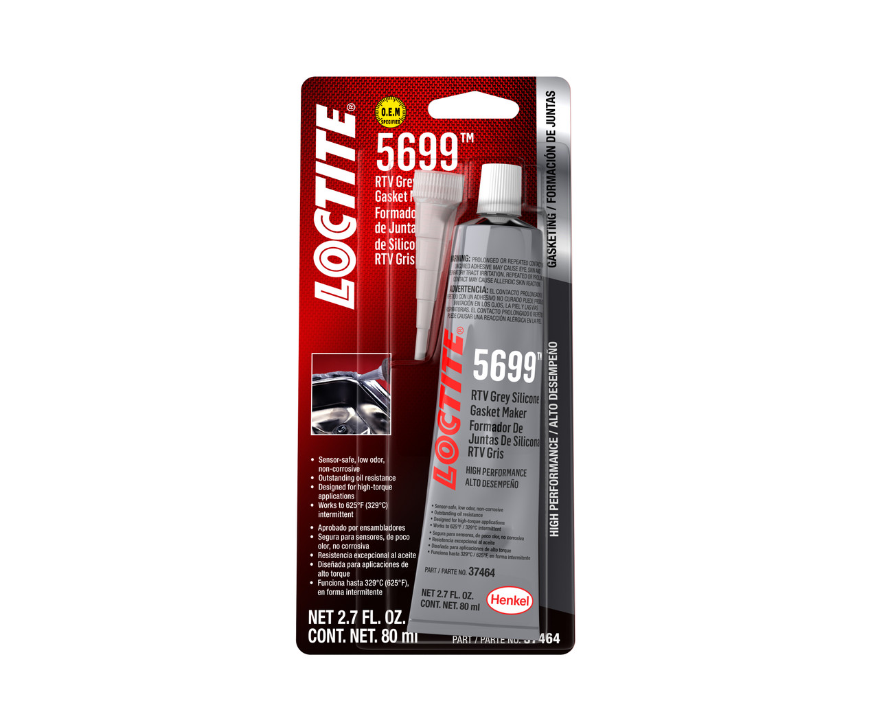 Loctite 5699 RTV Grey Silicon Gasket Maker, 80 ml Tube, 37464