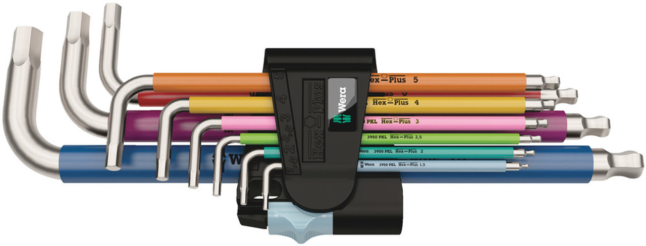 Wera 022669, 3950/9 Hex-Plus Multicolour Stainless 1 L-Key Set