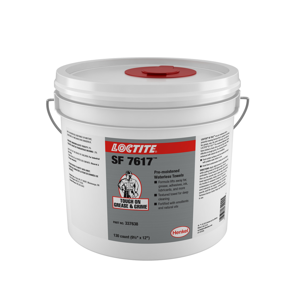 Loctite SF 7617 Industrial Hand Wipes, 130 ct Container, 337638 ...