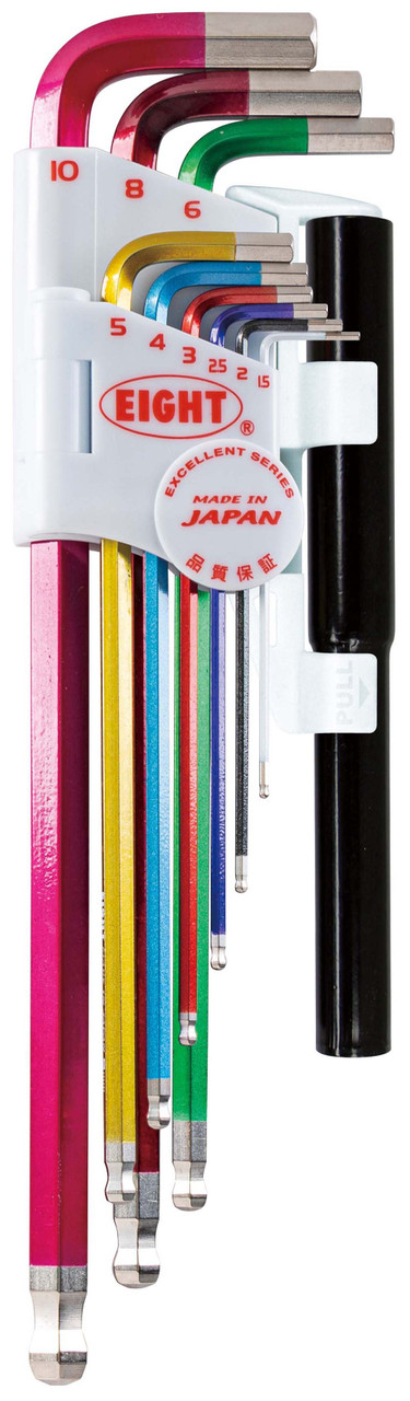Eight Tool TLC-S9NP, Multi-Color Taper Head Hex Key 9Pcs. 1.5-10mm