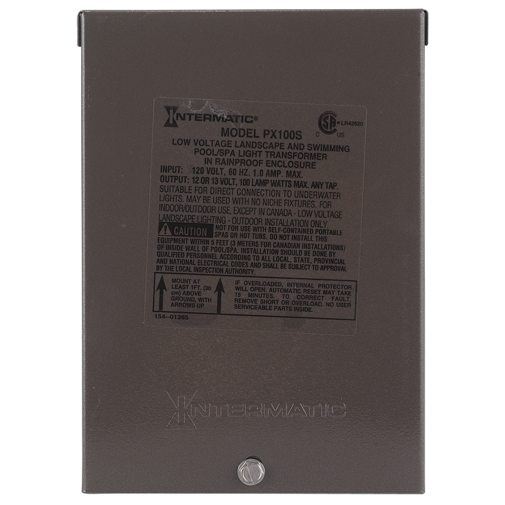 Intermatic PX100S, 100W Pool & Spa Safety Transformer, Stainless Steel ...
