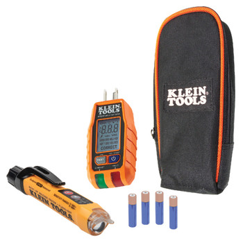 Klein Tools RT250KIT, Premium Dual-Range NCVT and GFCI Receptacle Tester Electrical Test Kit