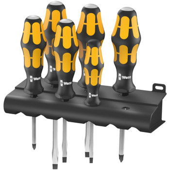 Wera 018282, 932/6 Screwdriver set Kraftform Wera: Chiseldriver and rack, 6 pieces