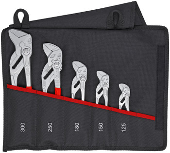 5 Pc Pliers Wrench Set in Tool Roll, Plastic Coating_0