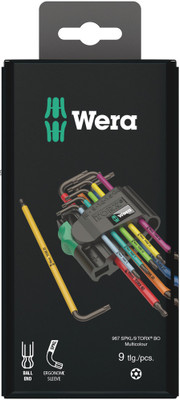 Wera 967/9 TX BO Multicolour 1 SB L-key set for tamper-proof TORX® screws, BlackLaser, 9 pieces