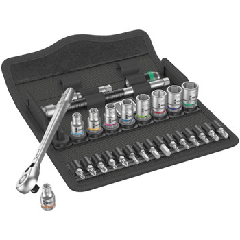 Wera 004021, 8100 SA 11 Zyklop Metal Ratchet Set With Switch Lever, 1/4" Drive, Imperial, 28 Pieces