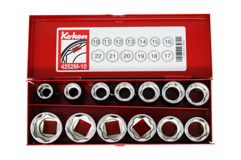 Koken 4252M-10, 1/2 Sq. Dr. 13 Piece Surface Drive 6-Point Metric Socket set  10-22mm