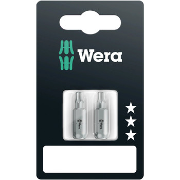 Wera 073064, 867/1 Z Torx® BO Bits With Bore Hole SB, TX 20 x 25 mm, 2 Pieces