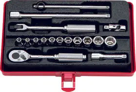 Koken 2261M, 1/4 Sq. Dr. 17 Piece Metric 6-Point Socket Set  4-12mm