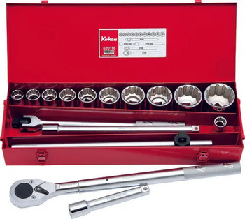 Koken 6201A, 3/4 Sq. Dr. 18 Piece 12-Point SAE Socket Set  7/8-2"