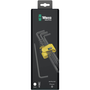 Wera 133180, 950/9 Hex-Plus Imperial 1 SB L-Key Set, Imperial, Blacklaser, 9 Pieces
